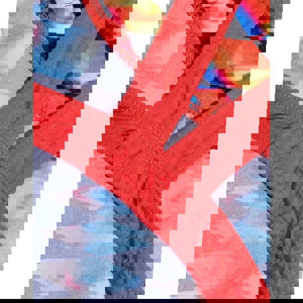 Red strap bikini top in girls digital allover pattern for Speedo swimsuit