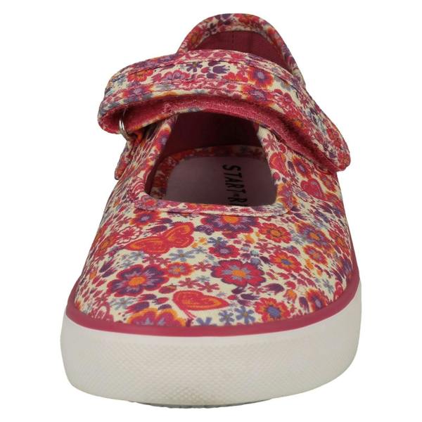 Start-rite Girls Startrite Floral Detailed Mary Jane Canvas Shoes Busy Lizzy