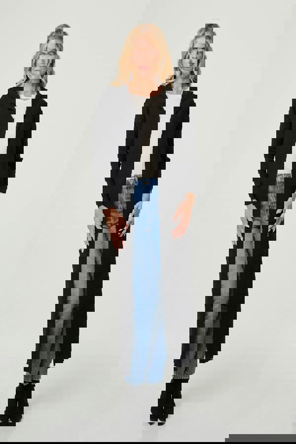 Black | Hooded Open Front Longline Coat
