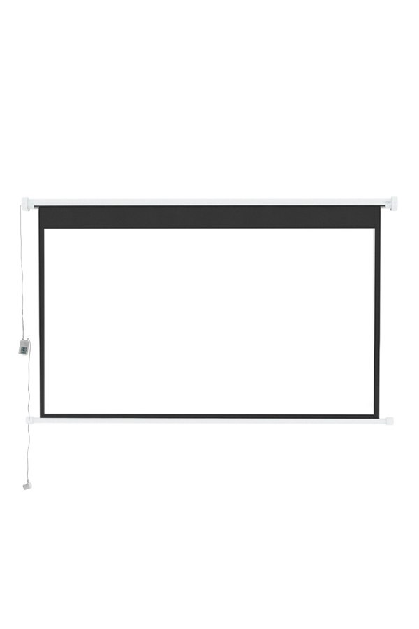 Living and Home 100" White Crossbar Wall Mounted  Electric Motorized Projector Screen with Remote  16:9