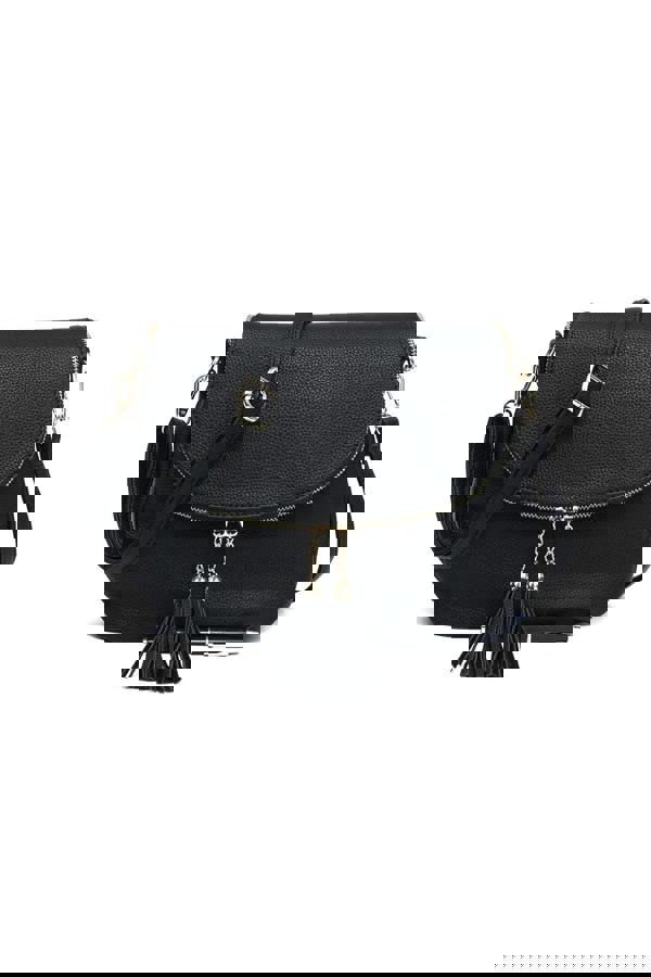 Pluspup Tassel Flap Shoulder Bag with Adjustable Strap and Inner Pocket