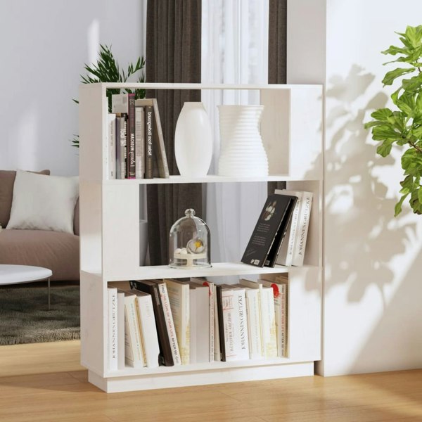 Berkfield Book Cabinet/Room Divider White 80x25x101 cm Solid Wood Pine