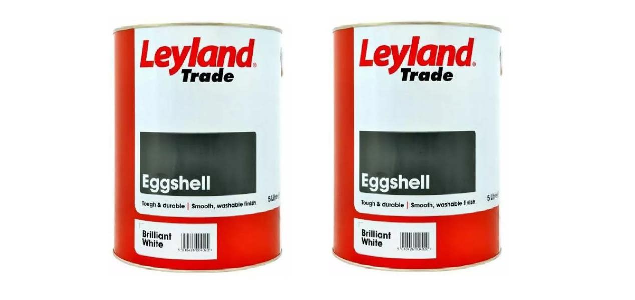 Leyland Trade Eggshell Paint Brilliant White 5L Pack of 2