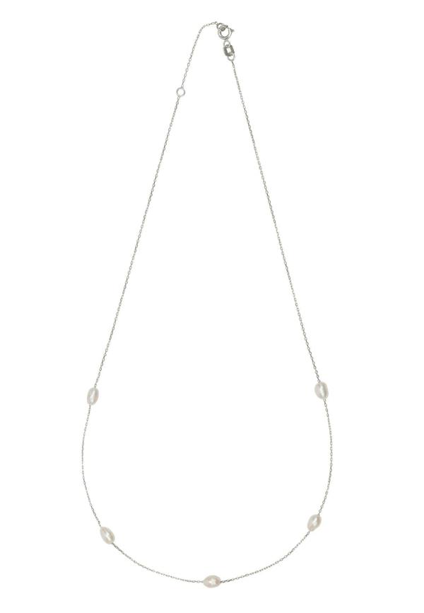 Necklace with small pearls on a white background