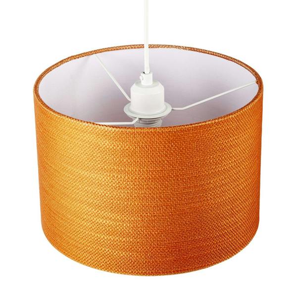 Desert Sun Orange Textured Linen Pendant Lighting Shade with Diffuser Image 3