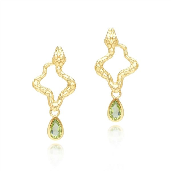 253E435403925 ECFEW™ Peridot Snake Drop Earrings in Gold Plated Sterling Silver 