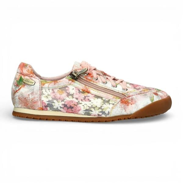 Laura Vita Tivanao 05 - Women's Pink Floral Leather Sneakers