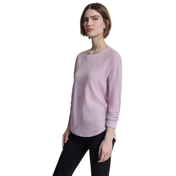 DKNY Womens/Ladies Waffle Slim 3/4 Sleeve T-Shirt - Light Lavender - 
