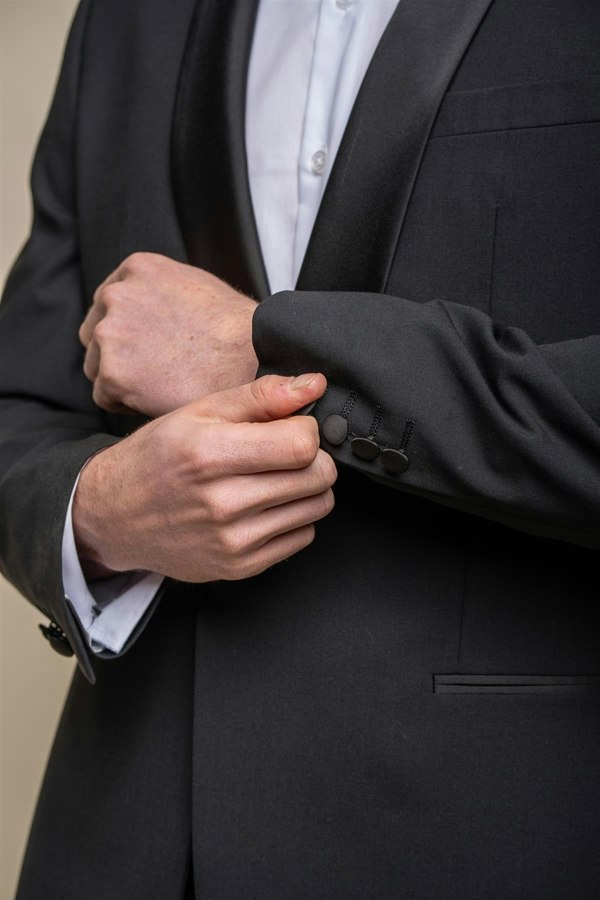 Aspen black tuxedo blazer detail