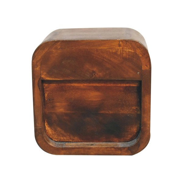 Artisan Furniture Solid Wood Extra Mini Curved Chestnut Bedside with Open Slot