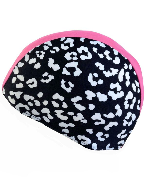 Fashy Junior Lycra Swim Cap - Multicoloured - Leopard Black/Pink