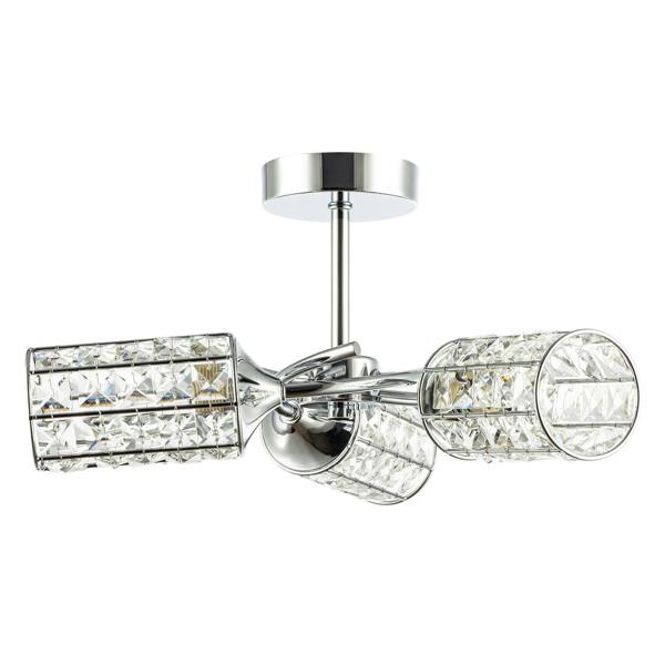 Modern Chrome Ceiling Light with Cylindrical Acrylic Beaded Shades Image 5