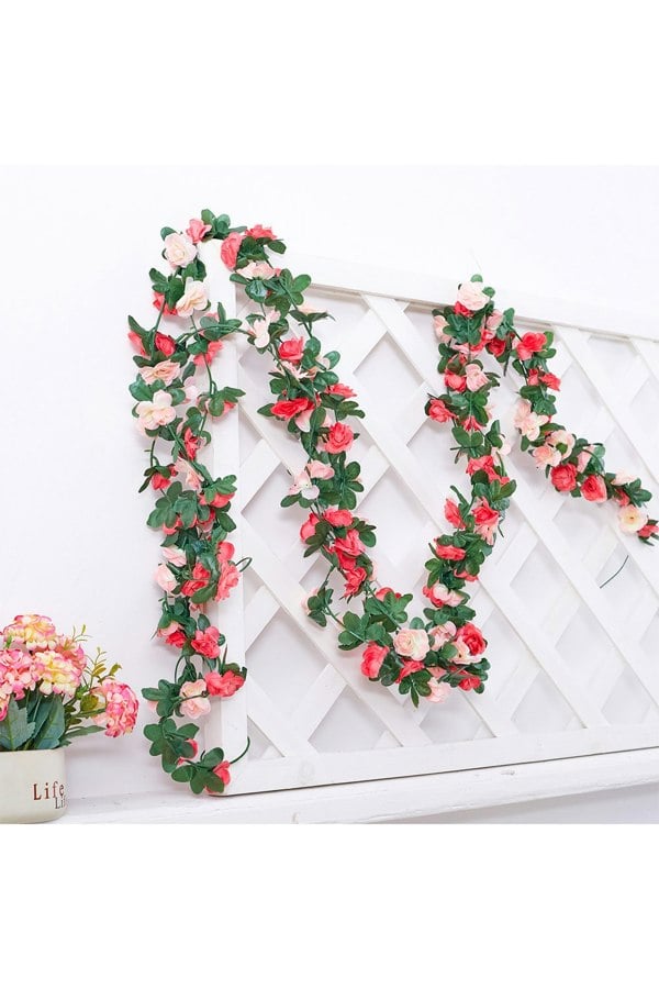 Living and Home 4 Pack Artificial Flower Silk Peony Hanging Vine Garland