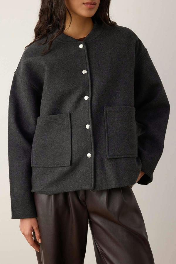 Pocket Detail Woven Oversize Jacket