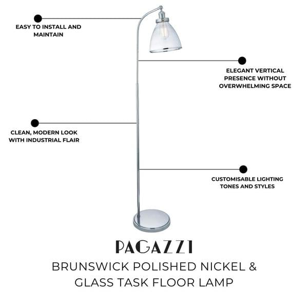 Brunswick Polished Nickel & Glass Task Floor Lamp