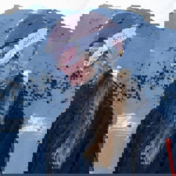 Smith Ski Goggles I/O Mag S 0OR M5 White Chunky Knit ChromaPop Everyday Rose Gold Mirror & CP Storm Rose Flash