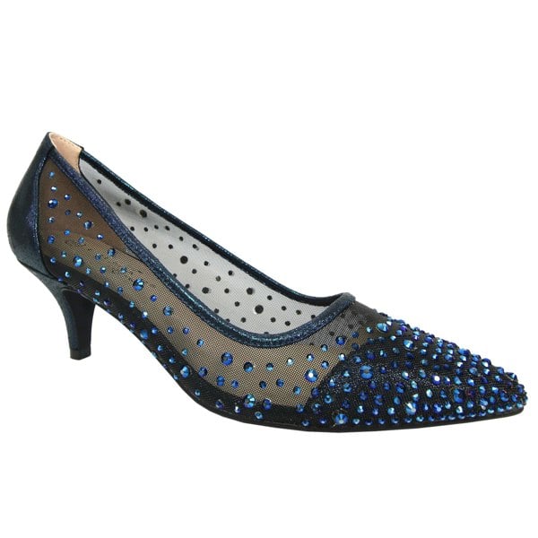 Lunar Women's Alisha Gemstone Kitten Heel Court Shoes - Navy