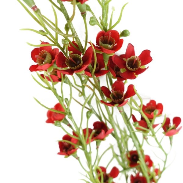 Leaf Pack of 6 x 100cm Artificial Foliage Stem with Small Flowers - Red