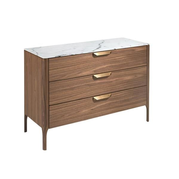 Angel Cerdá Walnut Chest of Drawers With Marble-effect Glass Top 7044
