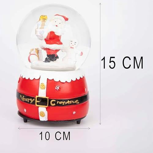 15cm Musical Christmas Snow Globe with Santa and Snowman Scene, Glass Ornament on Resin Base image 6