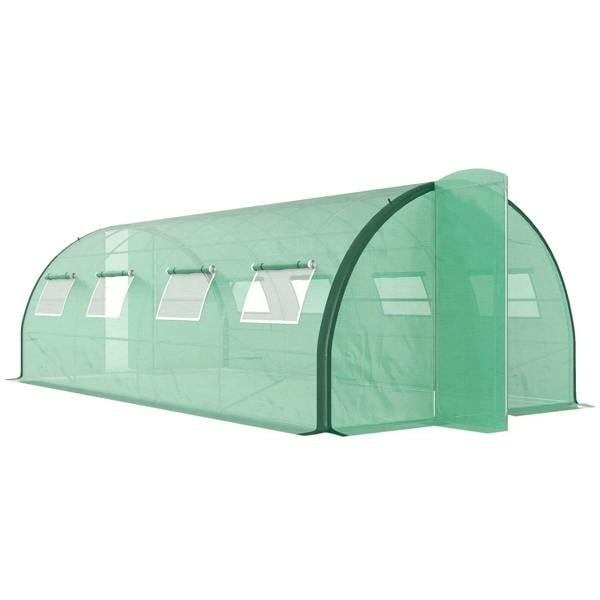 6 x 3 m walk-in polytunnel greenhouse with green clear PE cover