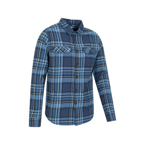 Mountain Warehouse Mens Trace Flannel Long-Sleeved Shirt - Dark Blue - 