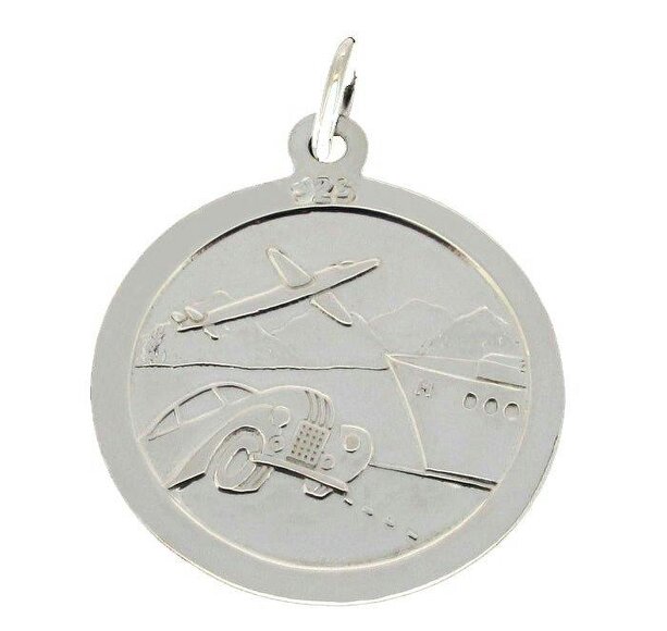 Christopher James of London Sterling Silver Round Reversible St Christopher Pendant With Optional Chain