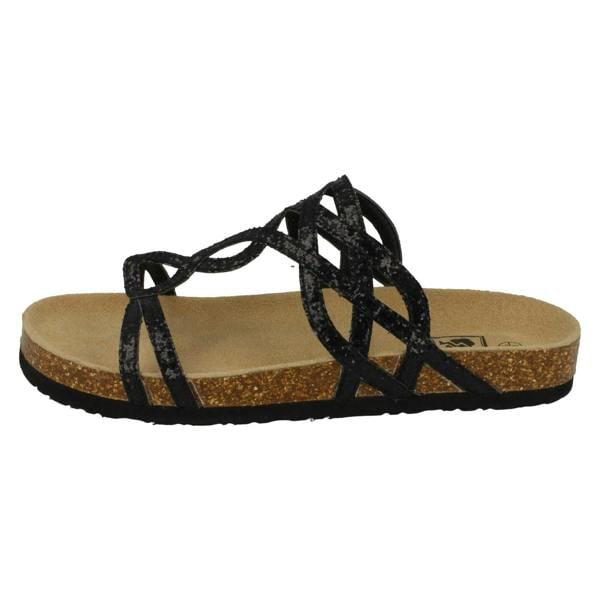 Down to Earth Ladies Down To Earth Cork Effect Glitter Sandals