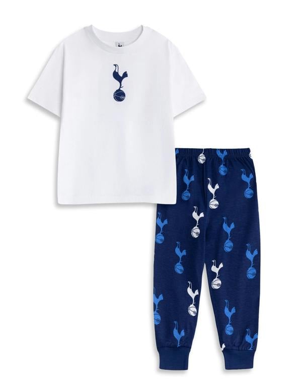 Tottenham Hotspur Boys Multicoloured Logo Short Sleeve Long Leg Pyjama Set