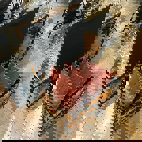 Luxury compact footrest with tufted button design UK handmade
