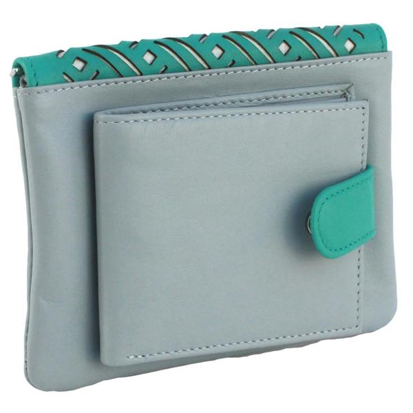 Eastern Counties Leather Womens/Ladies Luna Leather Purse - Light Grey/Turquoise - 