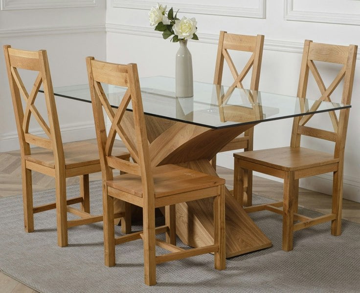 That's Furniture Valencia Oak Small Glass Dining Table & Berkeley Oak Chairs