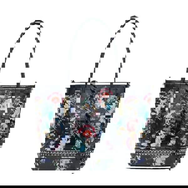 Kitise Elegant Floral Print Patent Leather Tote Shoulder Bag