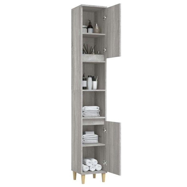 Berkfield Bathroom Cabinet Grey Sonoma 30x30x190 cm Engineered Wood