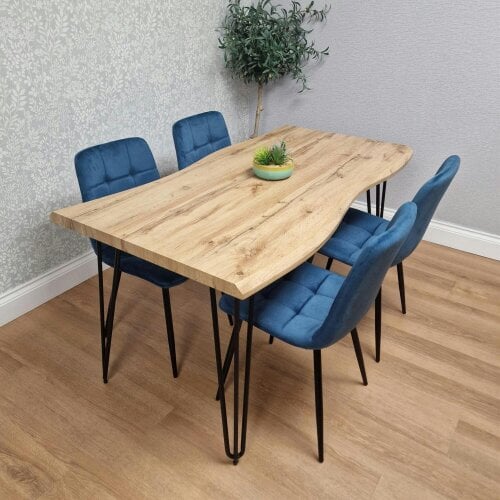 Kosy Koala Dining Table Set With 4 Blue Velvet Chairs Dining Room Furniture