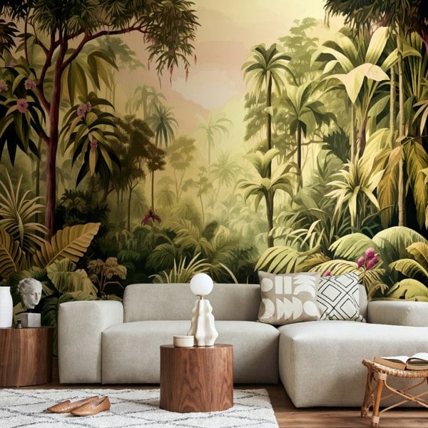 Origin Murals Jungle Trees - Olive Green