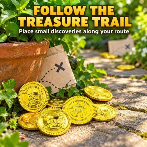 Shatchi 3.5cm Gold Pirate Coins 100 Pack Novelty Plastic Treasure Props for Party Displays