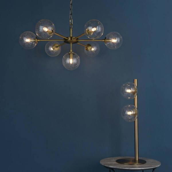 Pagazzi Lighting Ophelia 7-Light Warm Brass and Glass Pendant
