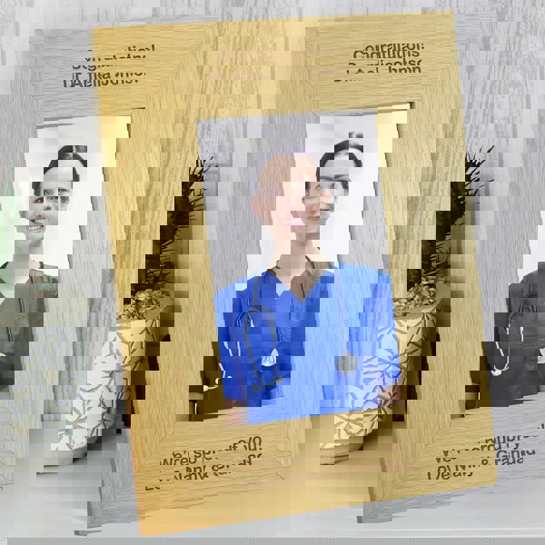 Personalised Memento Company Personalised Long Message 6x4 Oak Finish Photo Frame