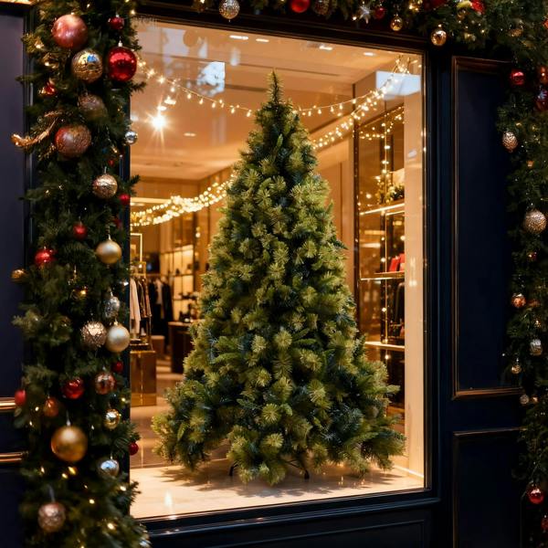 5ft to 8ft Kentucky Pine Artificial Christmas Tree Range with Hinged Branches and Metal Stand image 2