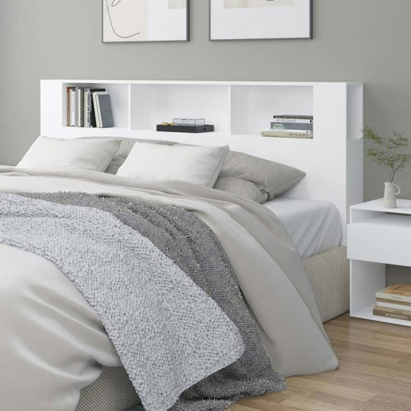 Berkfield Headboard Cabinet White 200x18.5x104.5 cm