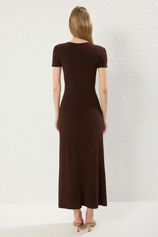 WOVCOR Fitted Crew Neck Stretch Knit Maxi Pencil Dress