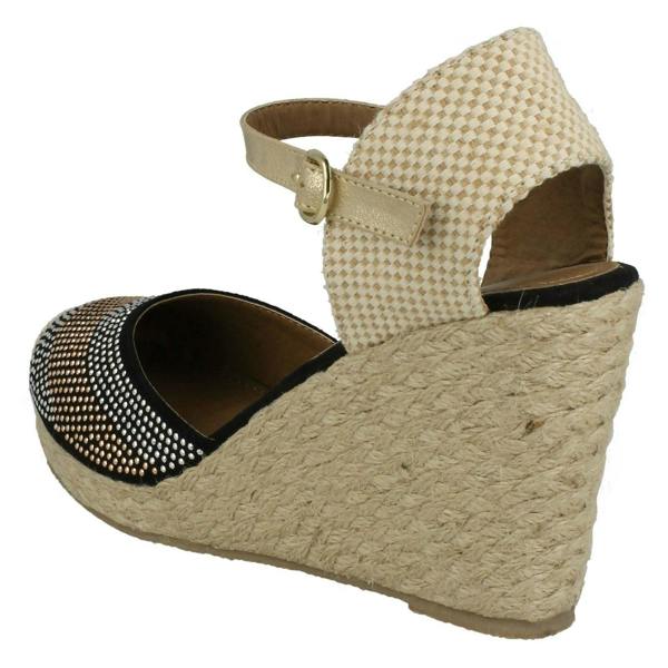 Savannah Ladies Savannah Bead Detail Wedge Sandals