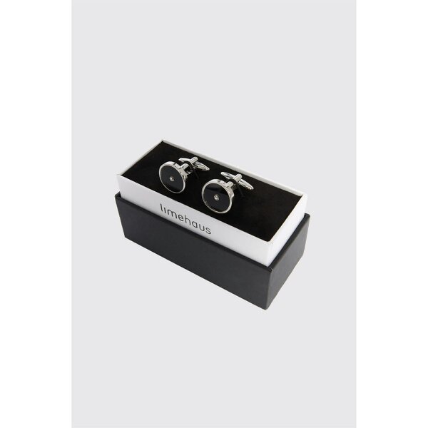 Limehaus Silver Round Diamante Cufflinks
