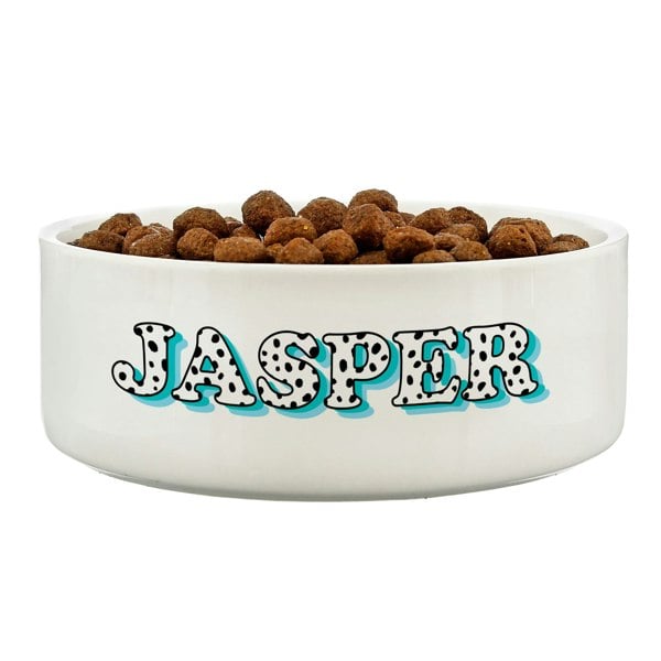 Personalised Memento Company Personalised Blue Spots Name 14cm Medium Pet Bowl