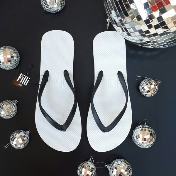 Filli London Naked Comfort Flip Flops - Black on White