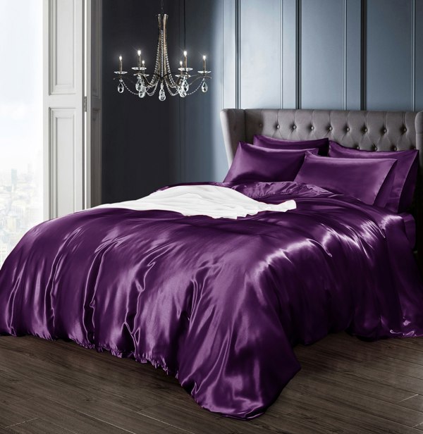 Intimates Faux Silk Duvet Cover Set with Matching Pillowcase, Luxury Bedroom Decor Bedding Ensemble