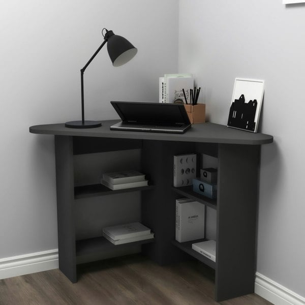 Destina Home Corner Computer Desk with Shelves-Gredos