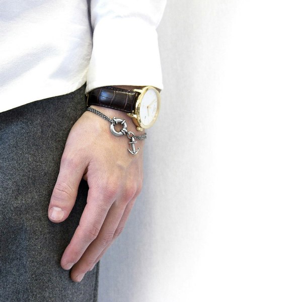 Anchor & Crew Clyde I Anchor Silver Chain Bracelet As Worn