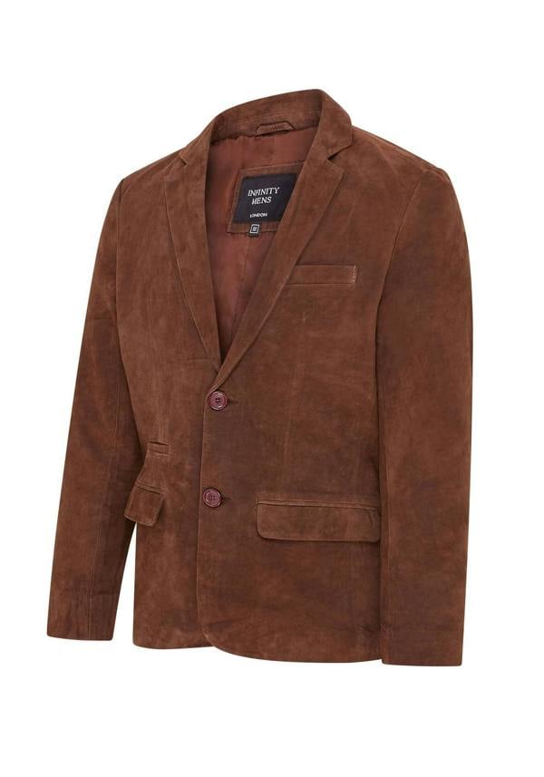 Infinity Leather Mens Slim Goat Suede Italian Blazer Jacket-Somero